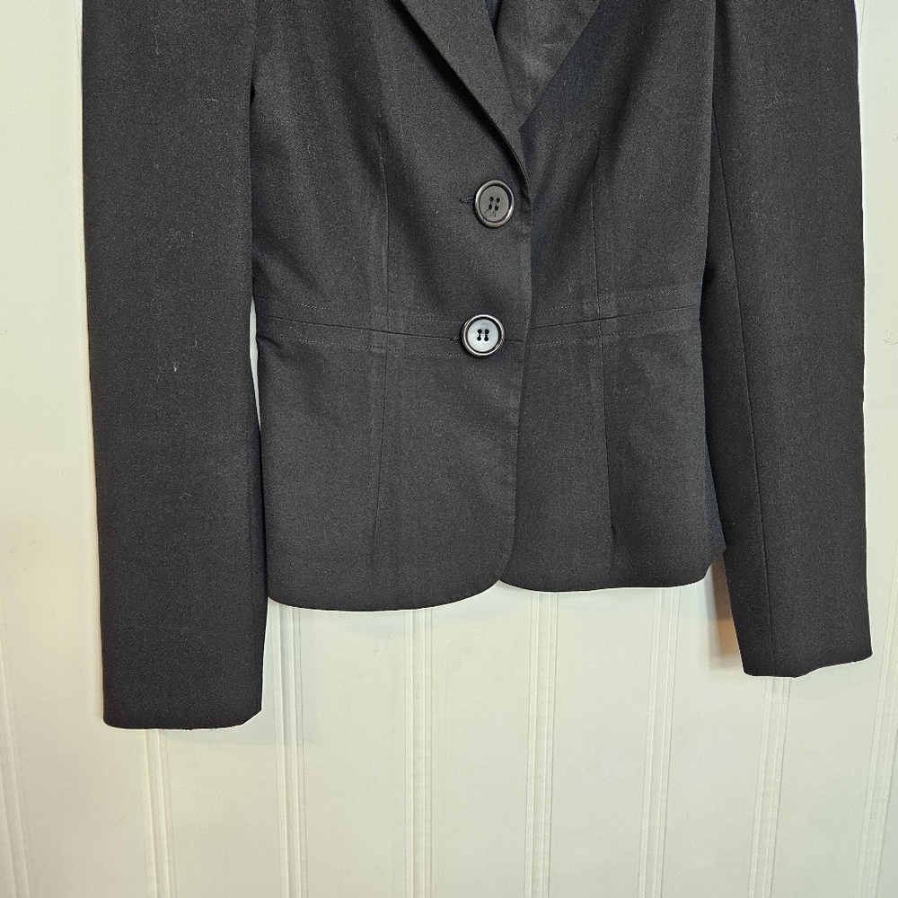 Trina Turk Blazer Size 2 Puff Sleeve Double Button Tailored Career Womens Black - Picture 4 of 13
